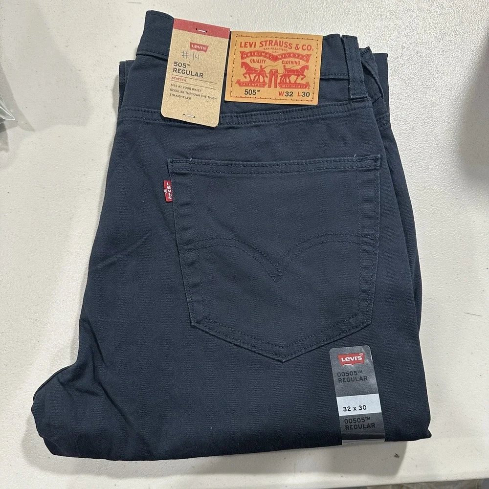 Levi's 505 Jeans Mens 32x30 Straight Mid Rise Premium Soft Twill Normcore Blue